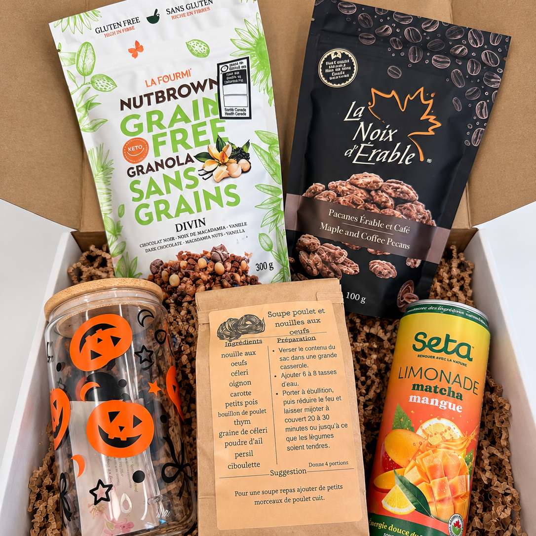 L’Incontournable d’Automne, boîte cadeau gourmande québécoise avec cinq produits du Québec