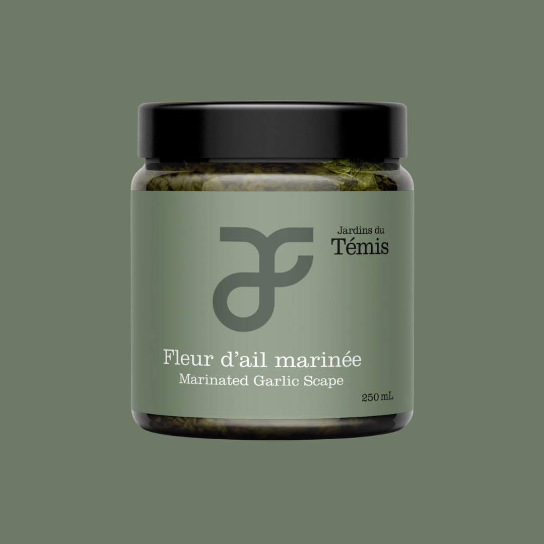 Pot de fleur d’ail marinée 250 mL des Jardins du Témis, produit québécois