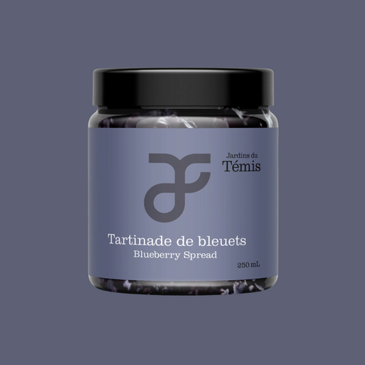 Pot de tartinade de bleuets 250 mL des Jardins du Témis, produit québécois