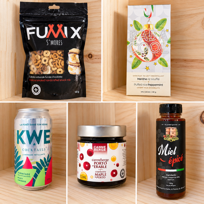Produits gourmands québécois de la boîte cadeau La Valeur Sûre
